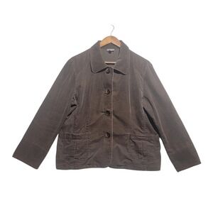 J Jill Jacket Women's Size LP Large Petite Blazer Button Up Pockets Brown‎ FLAW